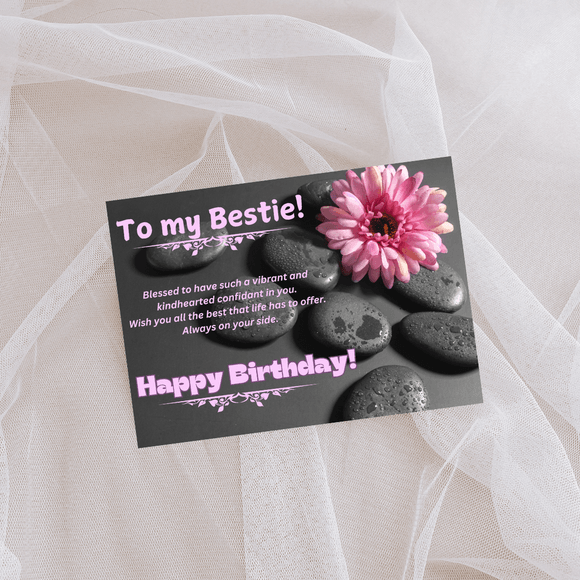 Bestie Birthday Card- Landscape. Printable- instant download, 7x5 In
