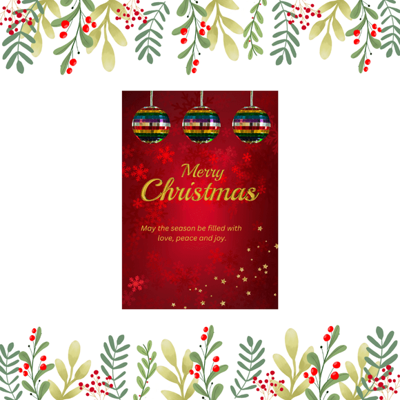 Ornament Christmas Card- Portrait. Printable- instant download, 5x7 In