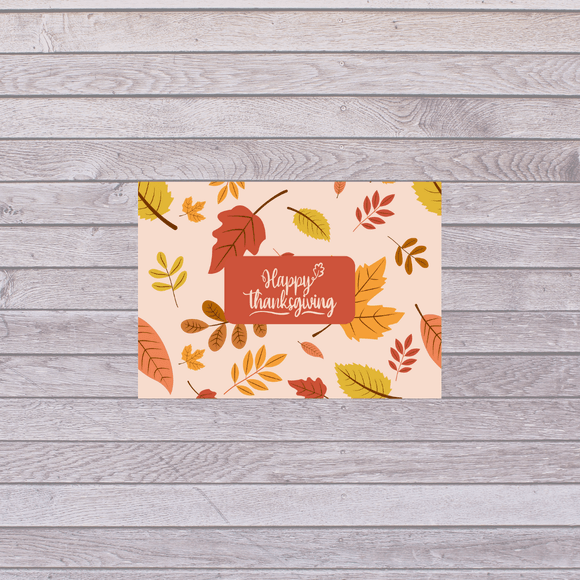 Happy Thanksgiving Card- Landscape. Printable- instant download, 7x5 In