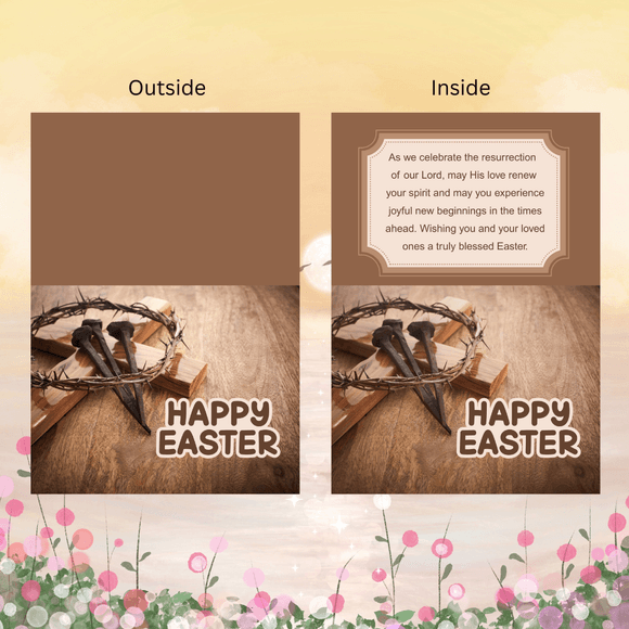 Lovely Seasonal Folded Easter Card- Landscape. Printable- instant download, 5.8 x 8.2 In.