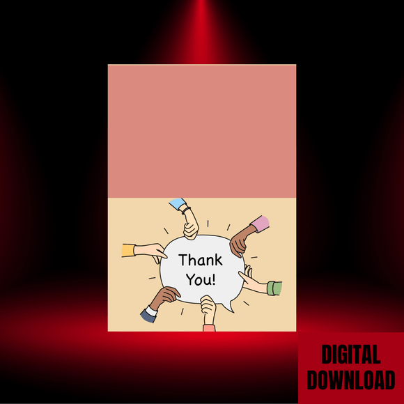 Beautiful Thank You Folded Card- Landscape. Printable- instant download, 14.8x21 cm