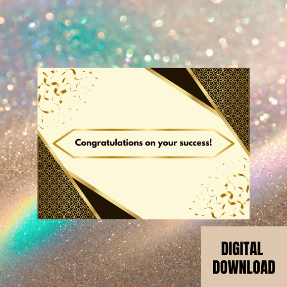 Beautiful Success Congratulations Card- Landscape. Printable- instant download, 7x5 In.