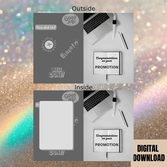 Beautiful Promotion Congratulations Folded Card- Portrait. Printable- instant download, 21x14.8 cm.