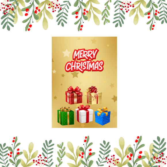 Gift Christmas Card- Portrait. Printable- instant download, 5x7 In
