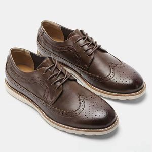 Derbies Wingtip Élite – Brun Cognac avec Semelle Contrastée