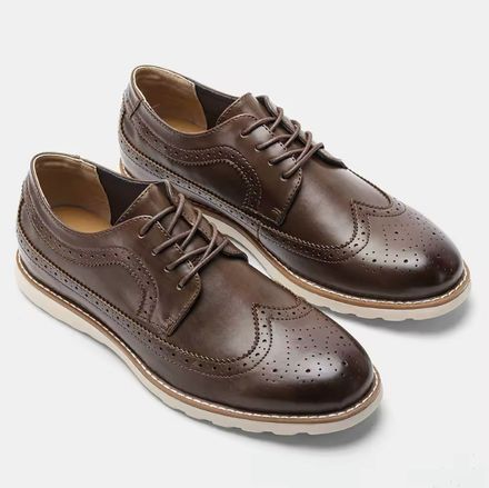 Derbies Wingtip Élite – Brun Cognac avec Semelle Contrastée