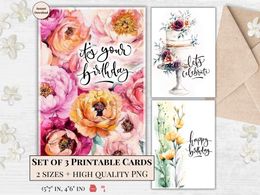 Printable Birthday Cards - Set of 3 Designs