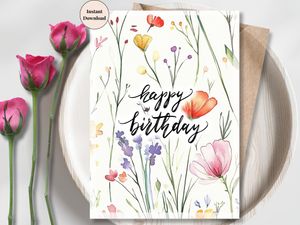 Printable Birthday Card - Flower Design