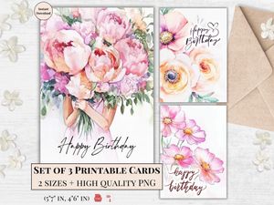 Printable Birthday Cards - Set of 3 Designs