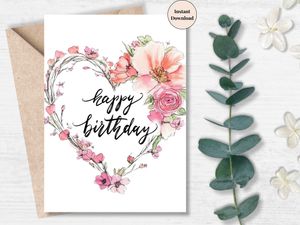Printable Birthday Card - Flower Design