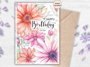 Printable Birthday Card - Flower Blooms