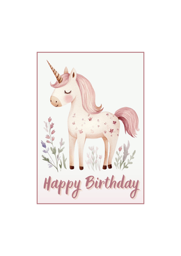 Free Happy Birthday Card Printable PDF and PNG Unicorn