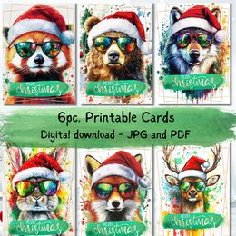 Cool Forest Animals Christmas  Bundle of 6pcs | Christmas E-card PNG