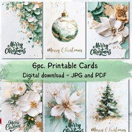 Modern Chrome Christmas  Bundle of 6pcs | Christmas E-card PNG