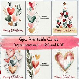 Loved Ones Watercolor Christmas  Bundle of 6pcs | Love Christmas E-card PNG