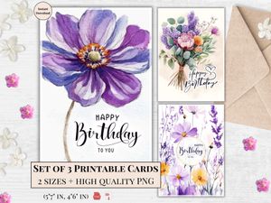 Printable Birthday Cards - Set of 3 Designs