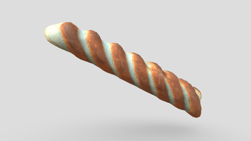 CC0 - Baguette - low poly PBR 3d model