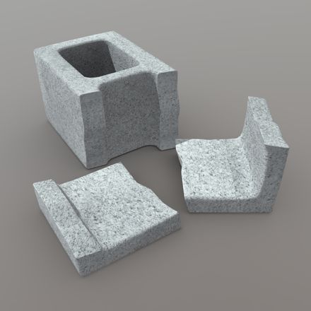 Cinder Block Broken 2 - low poly PBR 3d model