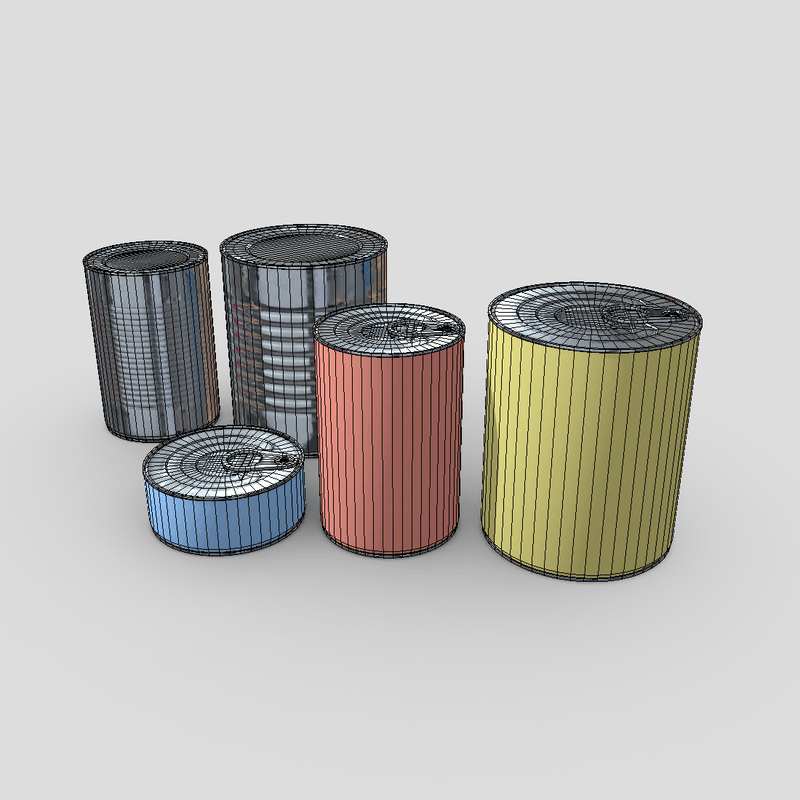 Tin Can Pack - low poly PBR 3d model