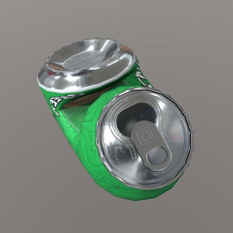 Beverage Can Deformed 2 / Liquid Mushroom - low poly PBR 3d model