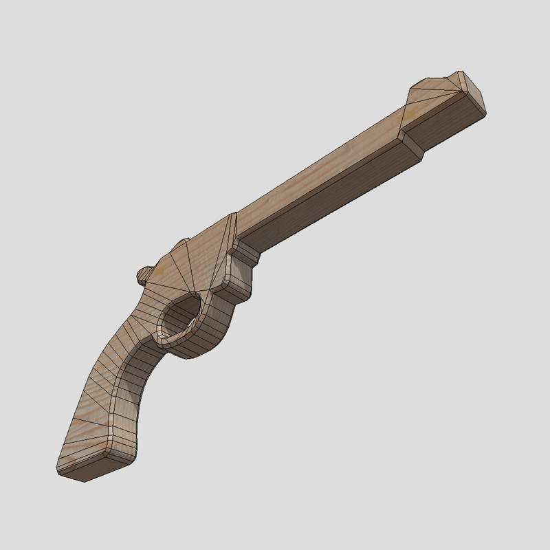 Wooden Toy Gun 3 - low poly PBR 3d model