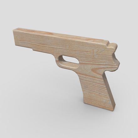 Wooden Toy Gun 2 - low poly PBR 3d model