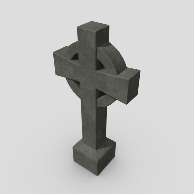 Tombstone Cross - low poly PBR 3d model