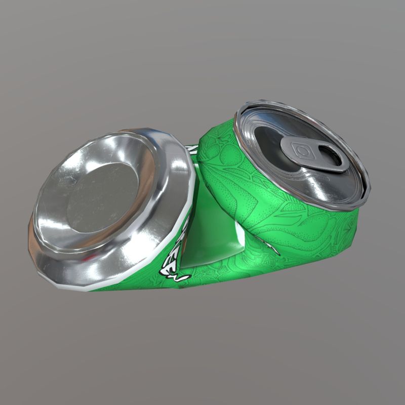 Beverage Can Deformed 2 / Liquid Mushroom - low poly PBR 3d model
