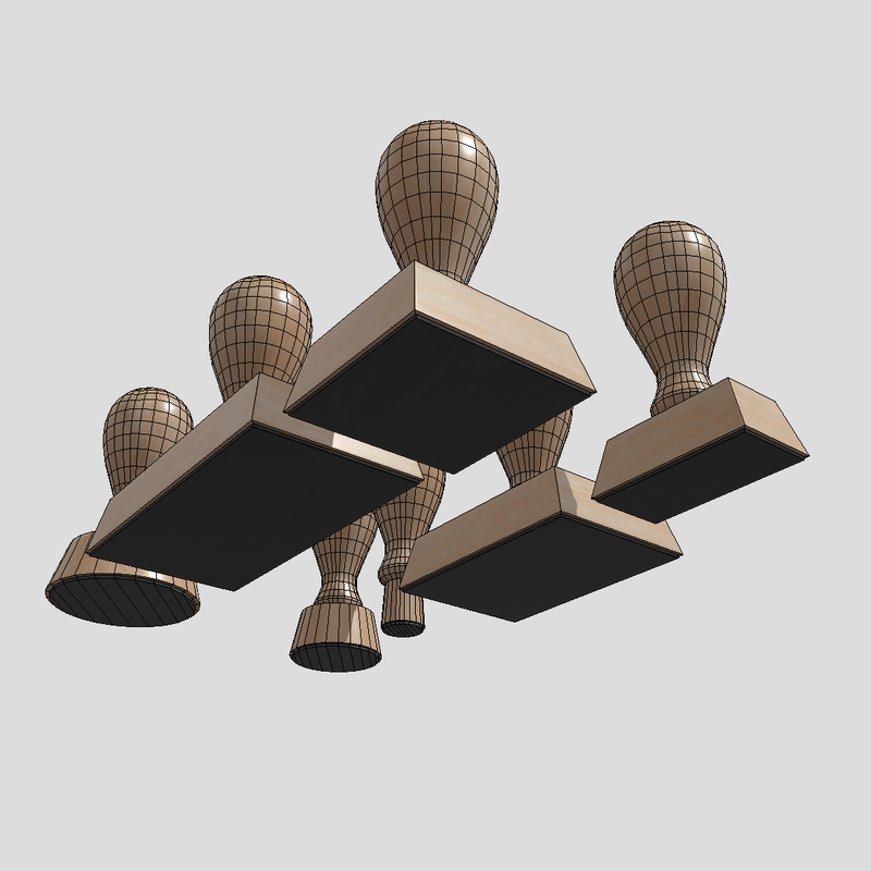 Rubber Stamp Pack - low poly PBR 3d model