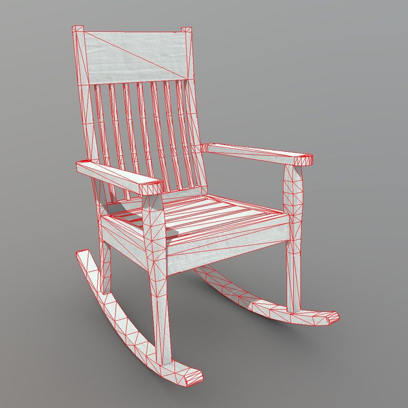 Rocking Chair 1 - low poly PBR 3d model