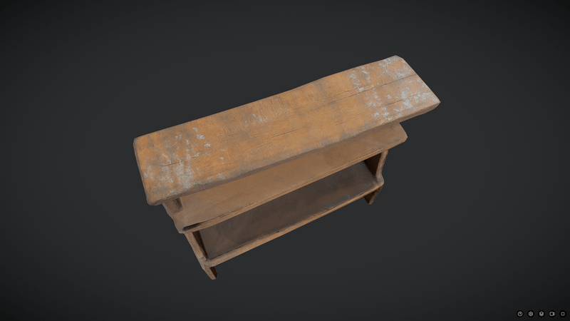 Decayed Wooden Shelf 2 - low poly PBR 3d model