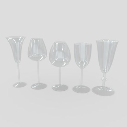 Cocktail Glass Set - low poly PBR 3d model