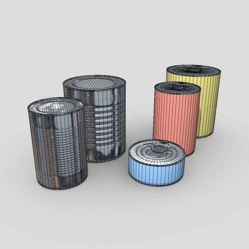 Tin Can Pack - low poly PBR 3d model