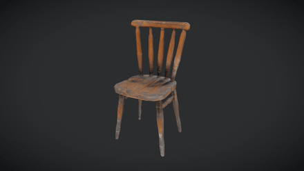 Decayed Wooden Chair 4 - low poly PBR 3d model