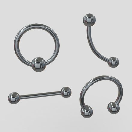 Piercings - low poly PBR 3d model