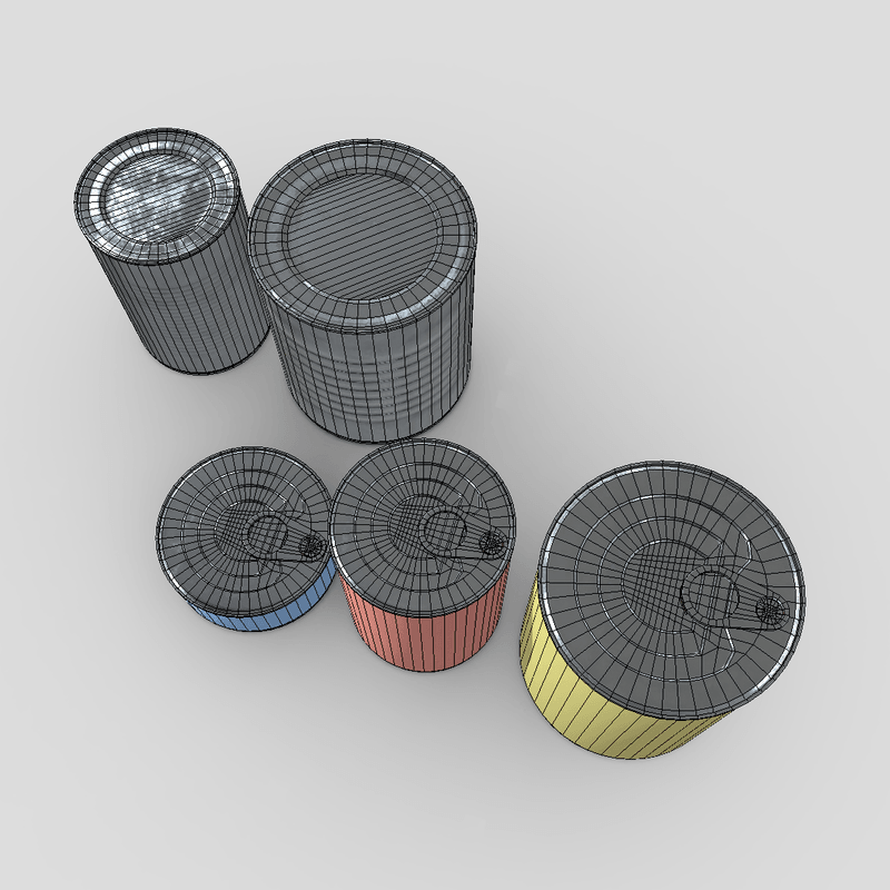 Tin Can Pack - low poly PBR 3d model