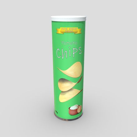 Potato Chips Tube 3 - low poly PBR 3d model