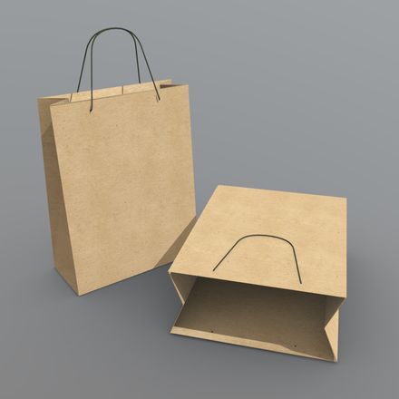 Paper bag - low poly PBR 3d model