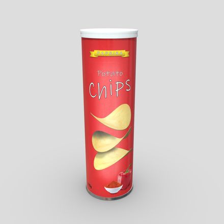 Potato Chips Tube - low poly PBR 3d model