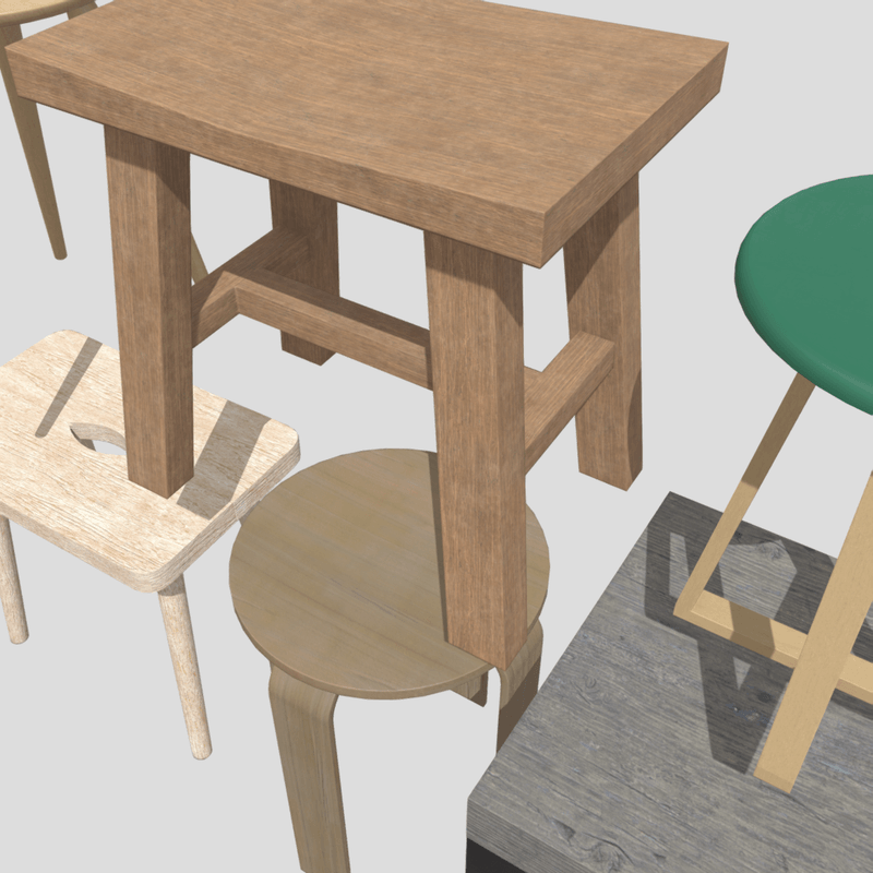 Stool Pack - low poly PBR 3d model