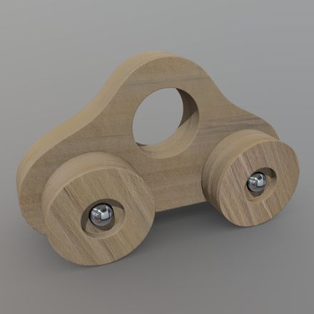 Wooden Car Toy - low poly PBR 3d model