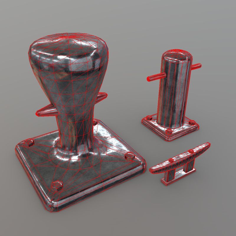Bollard Cleat - low poly PBR 3d model