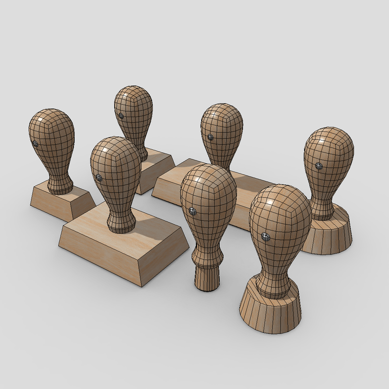 Rubber Stamp Pack - low poly PBR 3d model