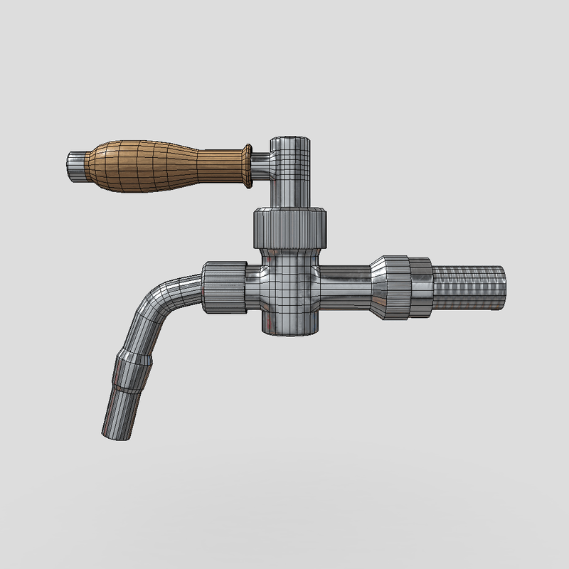 Beer Tap Faucet 3 - low poly PBR 3d model