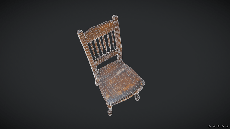 Decayed Wooden Chair - low poly PBR 3d model