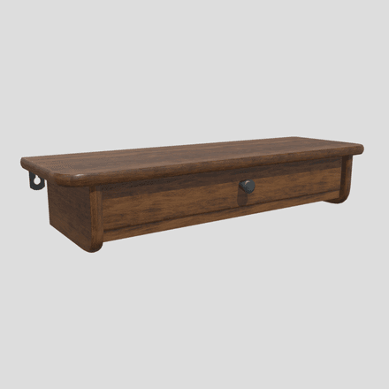 Wall Shelf 2 With Drawer - low poly PBR 3d model