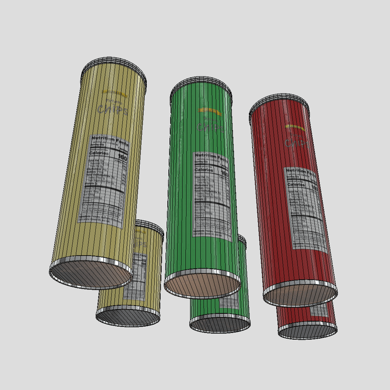 Potato Chips Tube Pack - low poly PBR 3d model