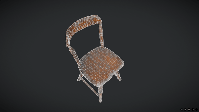Decayed Wooden Chair 3 - low poly PBR 3d model