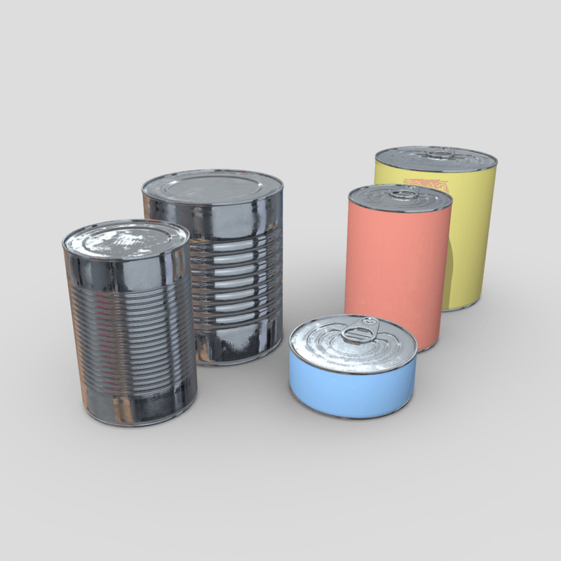 Tin Can Pack - low poly PBR 3d model