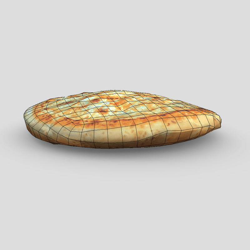 Flatbread 3 - low poly PBR 3d model